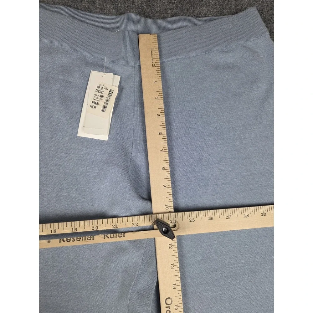 Eileen Fisher Stretch Silk Blend Tussah Straight Leg Pants Size Medium Blue - Picture 5 of 9